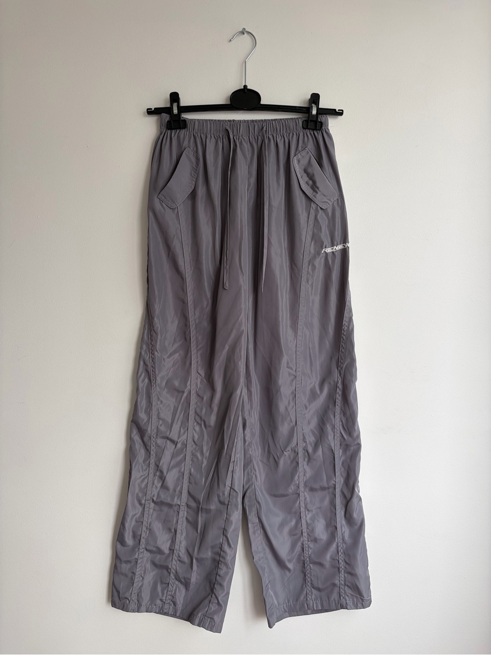 PrettyLittleThing Retro Renew Grey Shell Track Pants Parachute Y2K Reflective